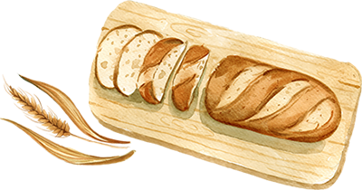 Ilustração de pão em uma tábua